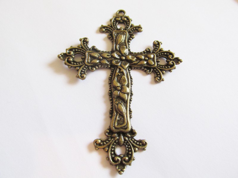 (image for) Cross antique bronze pendant #hu13-43